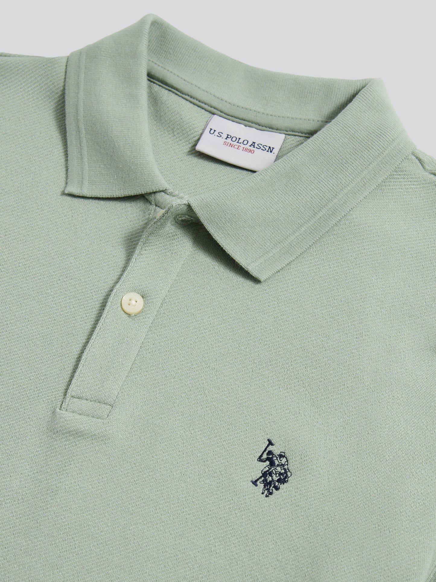 Mens Twill Texture Polo Shirt in Iceberg Green