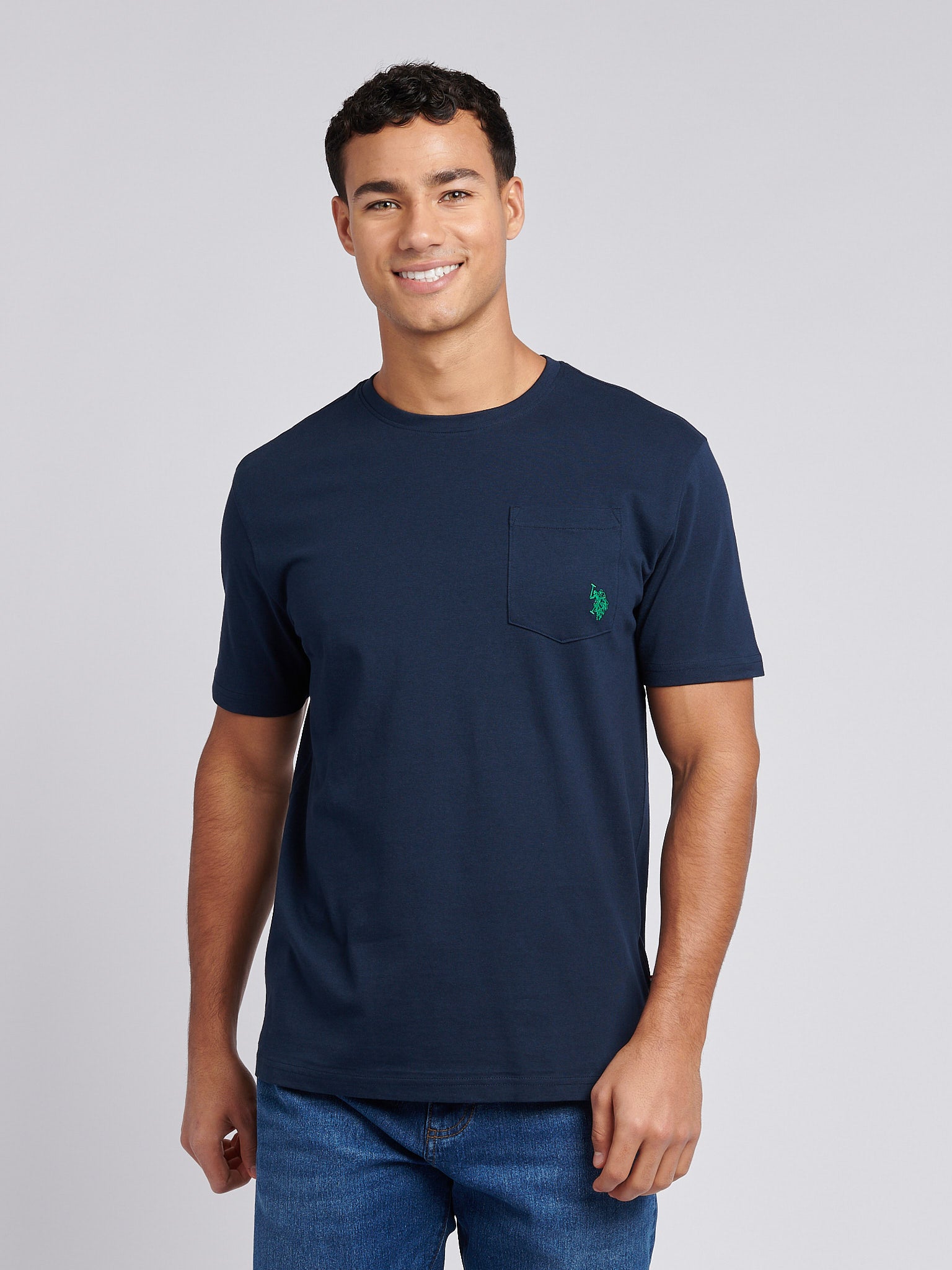 Mens Double Horsemen Pocket T-Shirt in Dark Sapphire Navy –