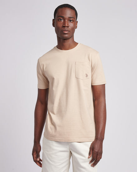 Mens Double Horsemen Pocket T-Shirt in Doeskin