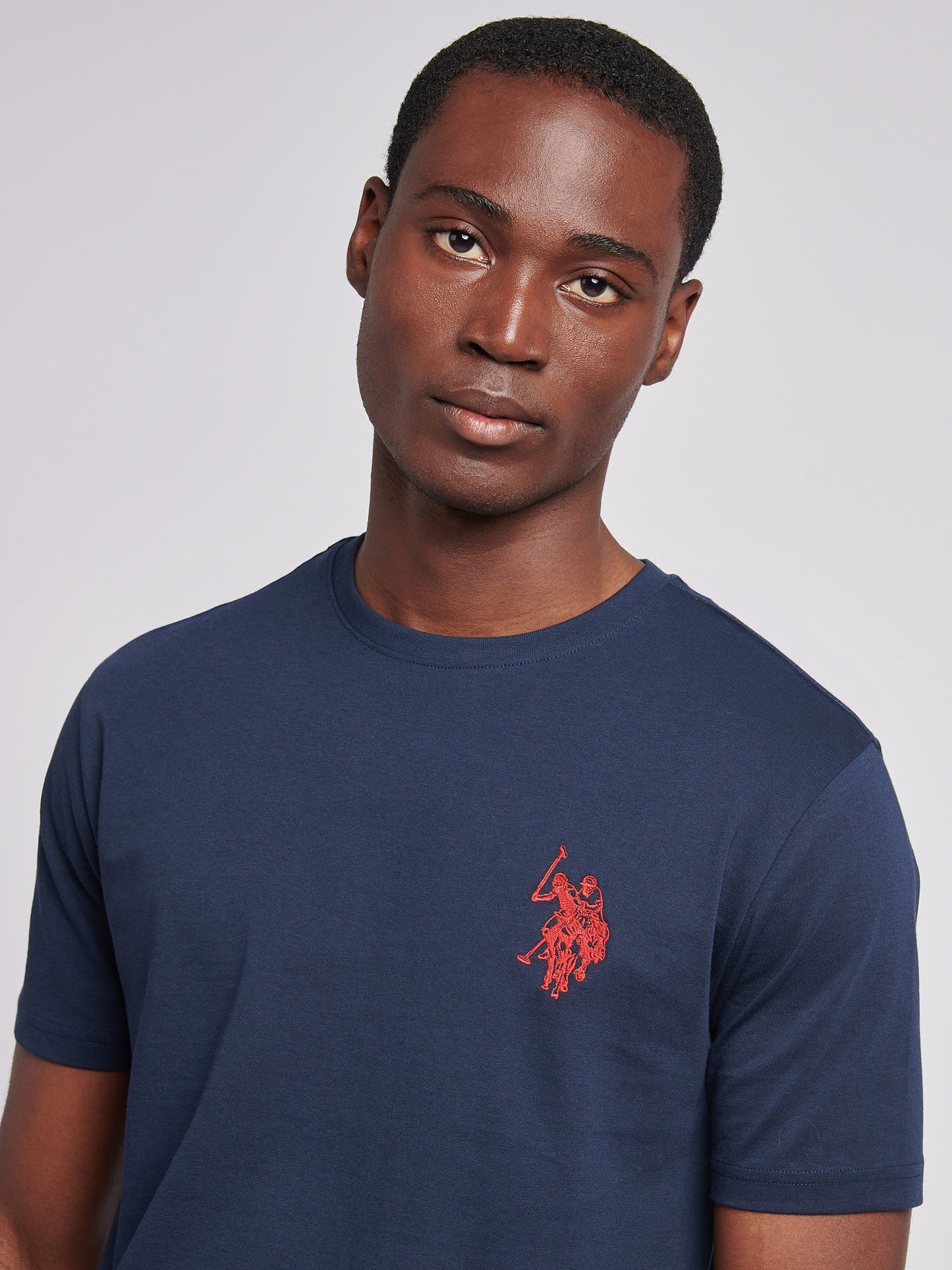 Mens Large Double Horsemen T-Shirt in Dark Sapphire Navy / Haute Red DHM