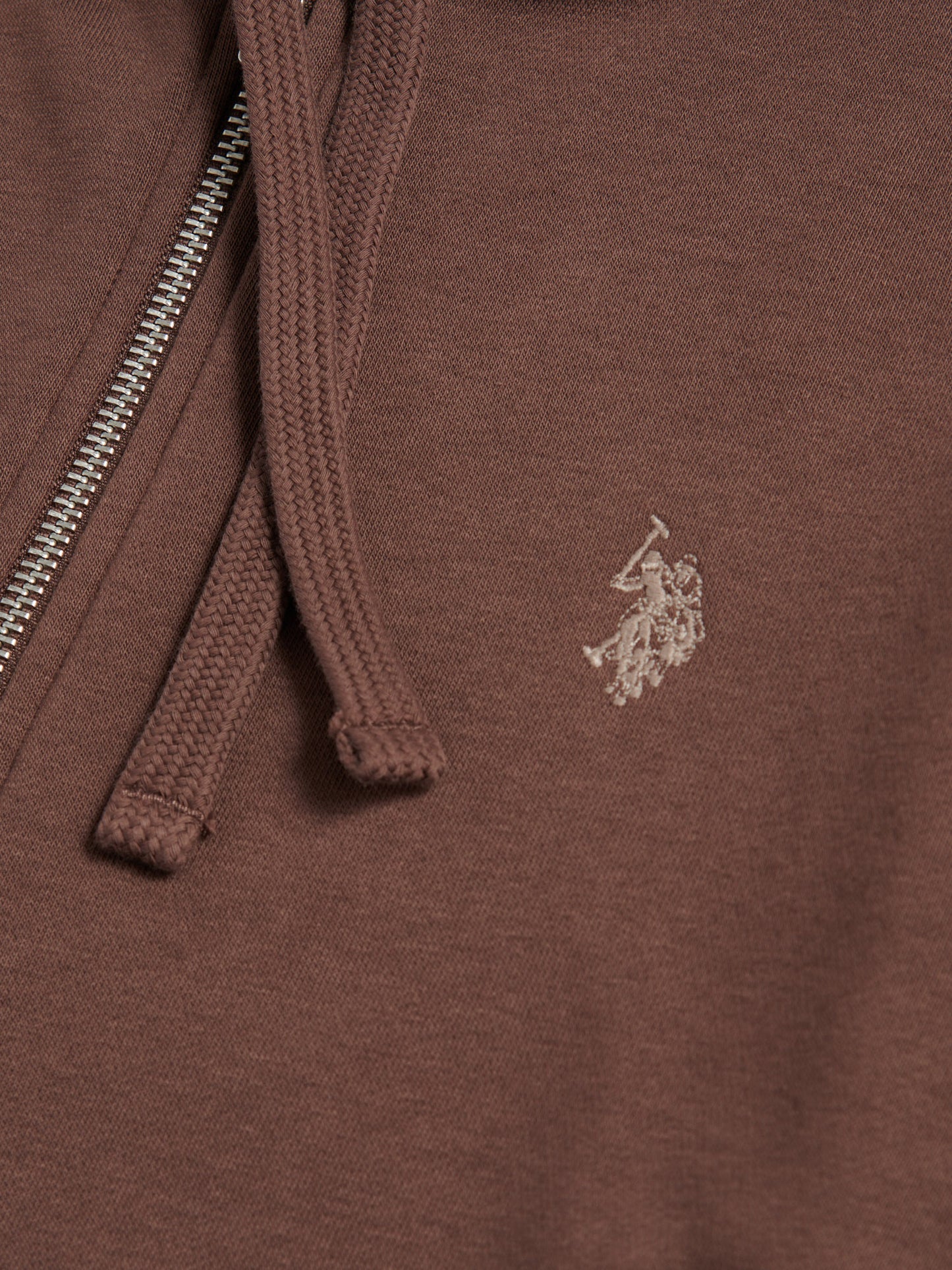 Mens Double Horsemen Loopback Zip Hoodie Chocolate Martini