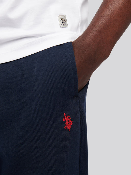 Mens Elasticated Cuff Loopback Jogger in Dark Sapphire Navy / Haute Red DHM