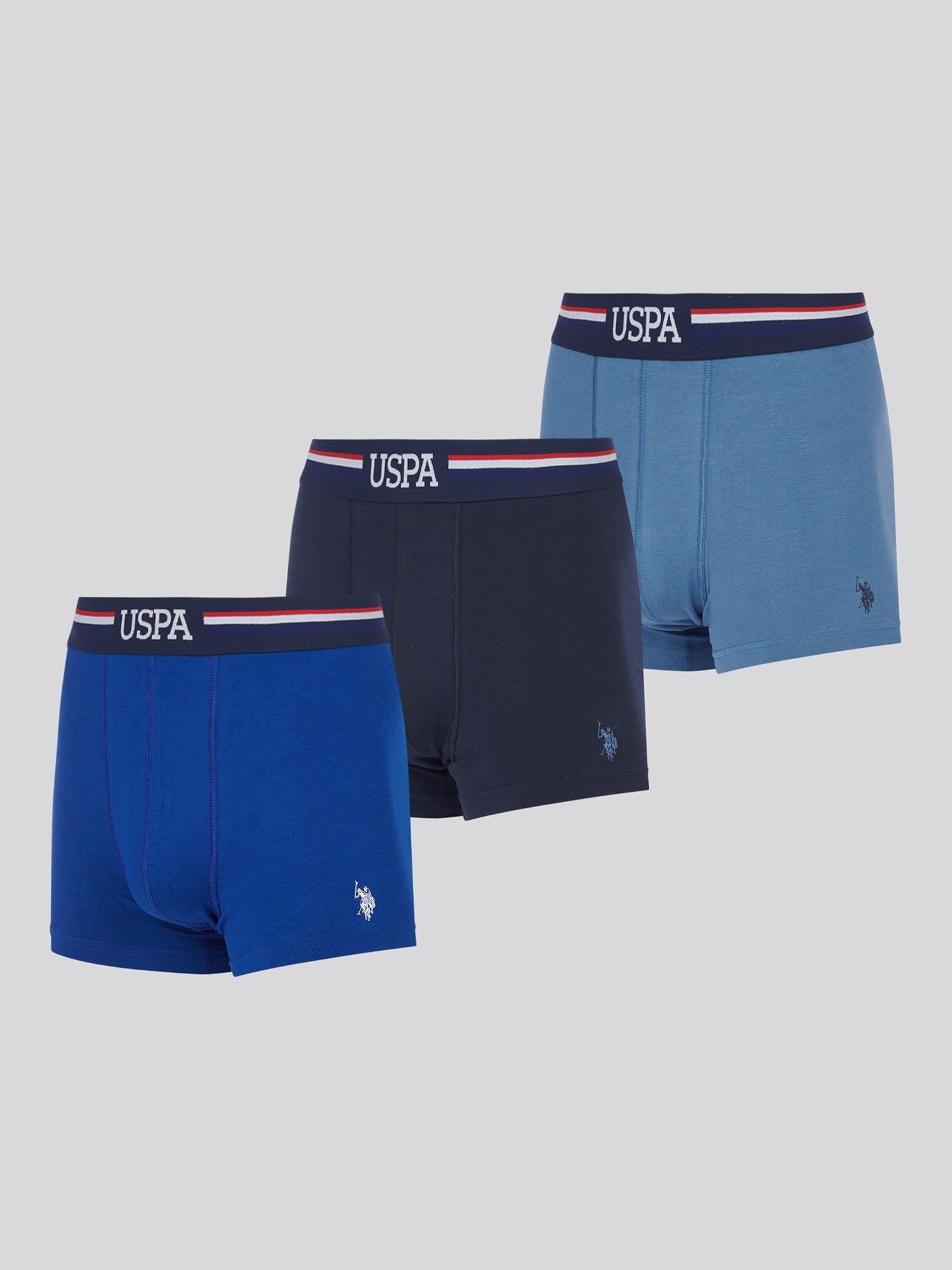 Mens Pack Branded Stripe Boxer Shorts in Sodalite Blue –