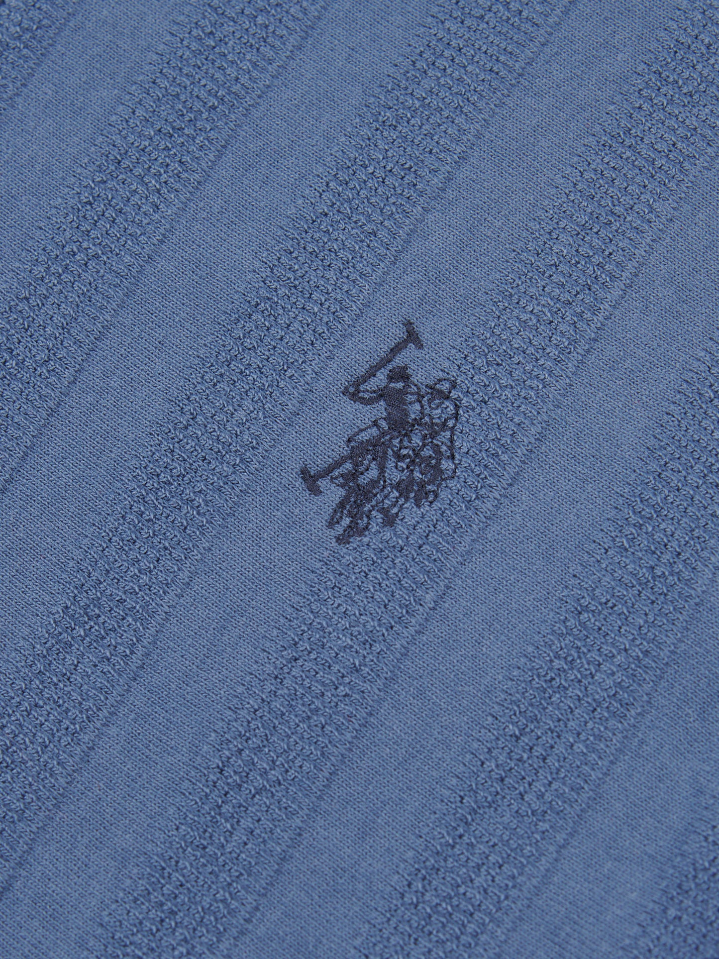 Mens Vertical Stripe Texture Polo Shirt in Vintage Indigo