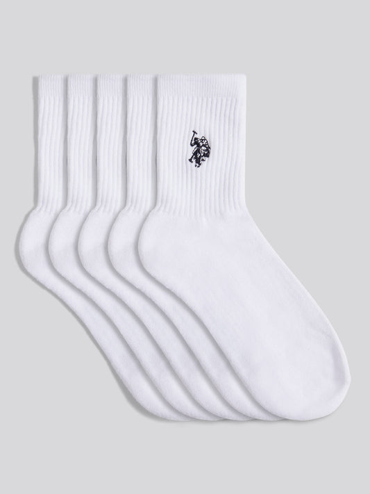 Mens 3 Pack Quarter Sports Sock in Bright White