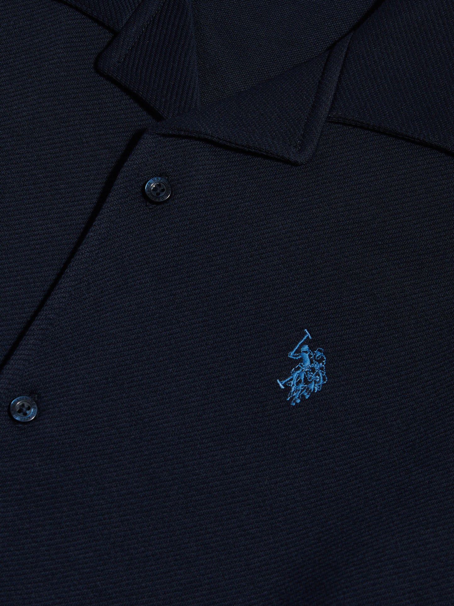Mens Twill Taped Revere Collar Shirt Dark Sapphire Navy
