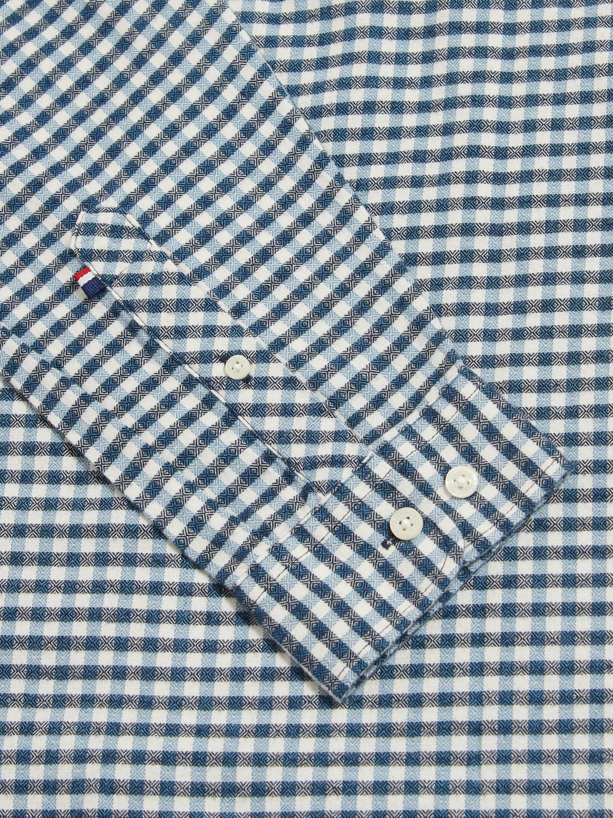 Mens Textured Weave Gingham Shirt Dark Sapphire Navy / Haute Red DHM