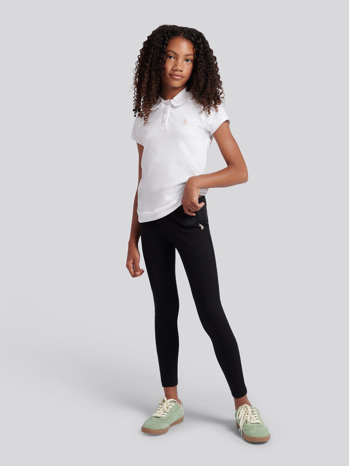 Girls Elastic Waistband Leggings in Black