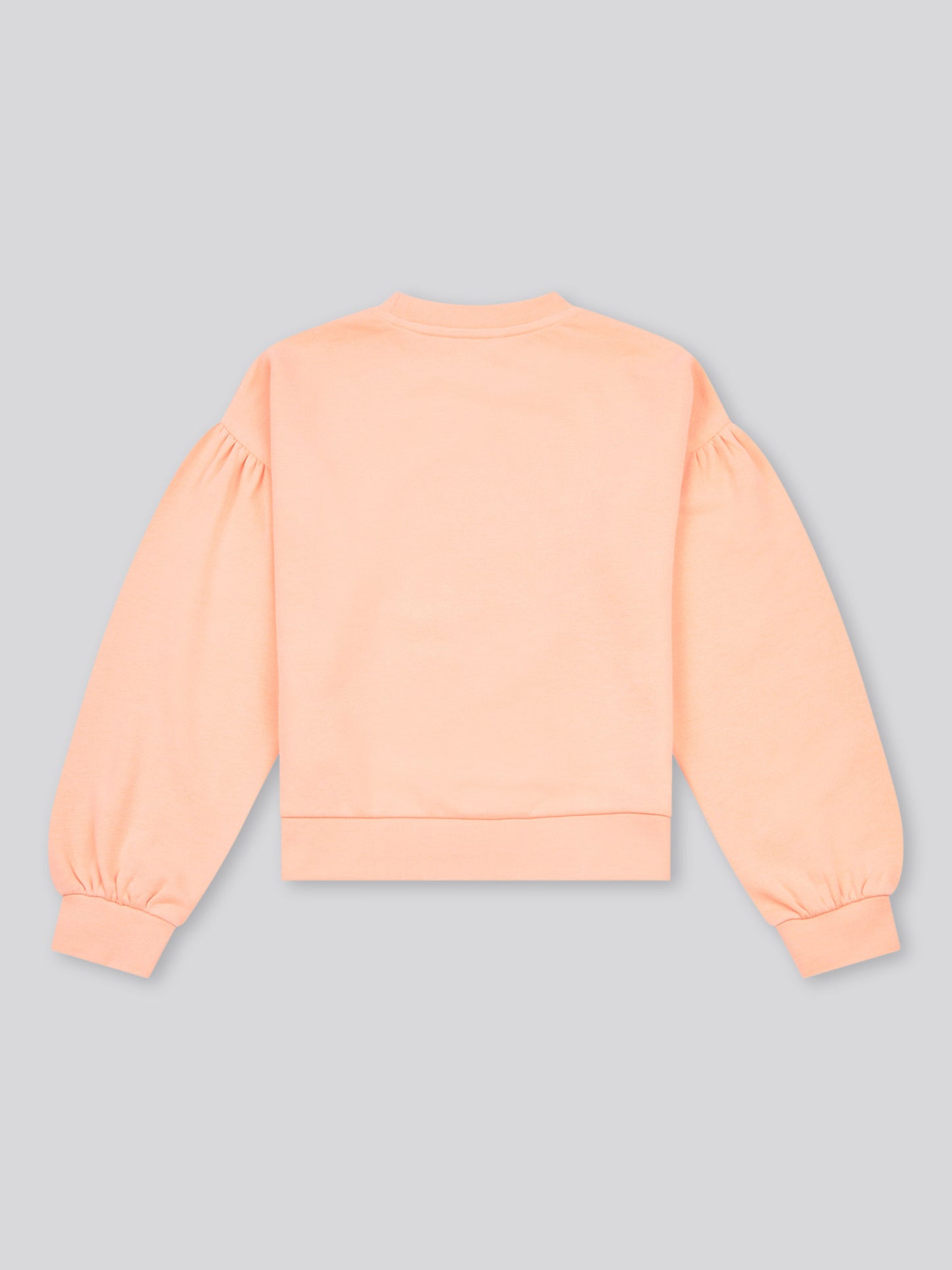 Girls Double Horsemen Puff Sleeve Sweat in Peach Nectar