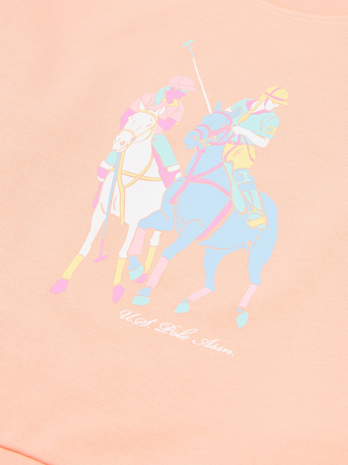Girls Double Horsemen Puff Sleeve Sweat in Peach Nectar