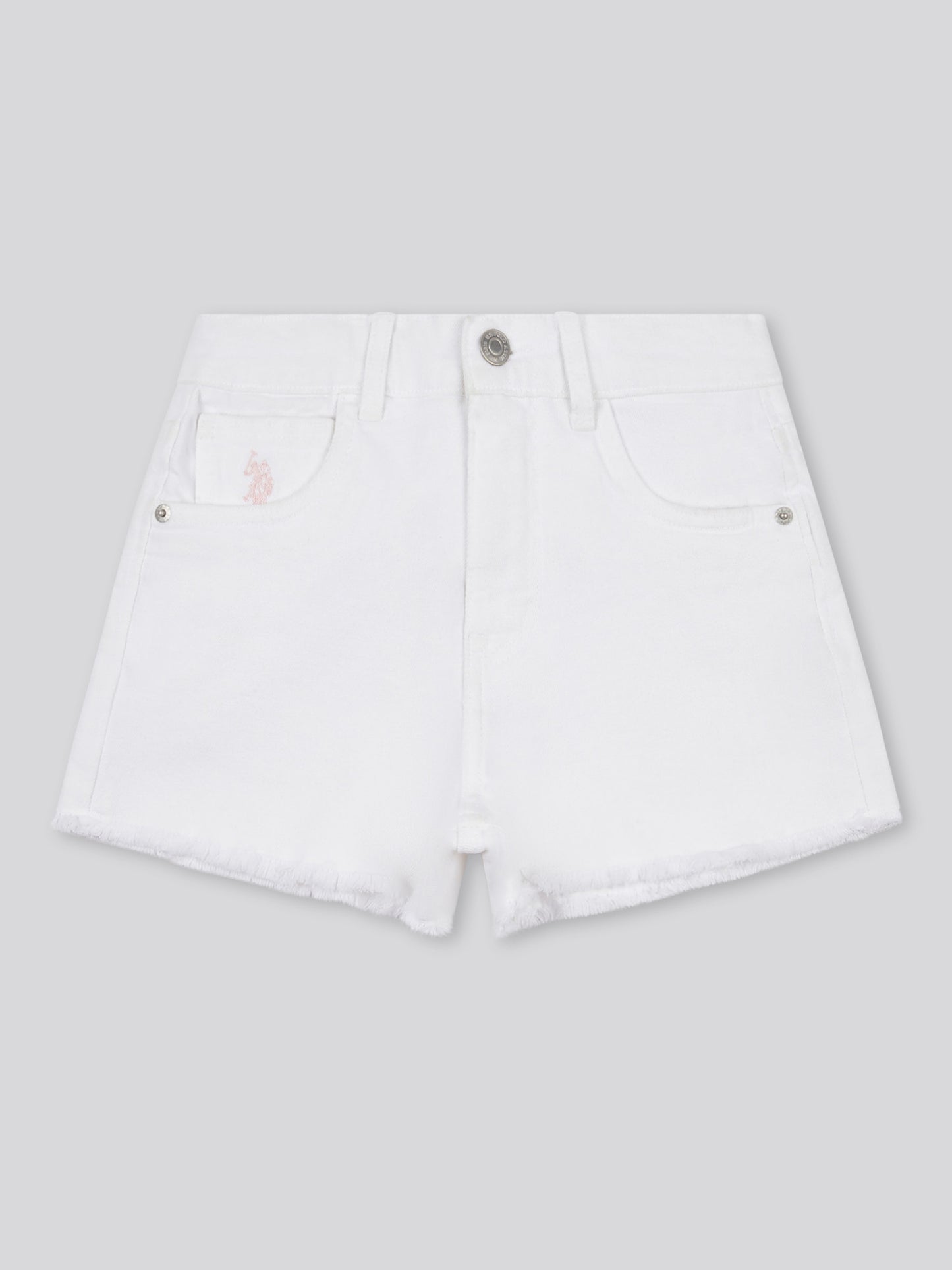 Girls Wash Denim Shorts in Bright White