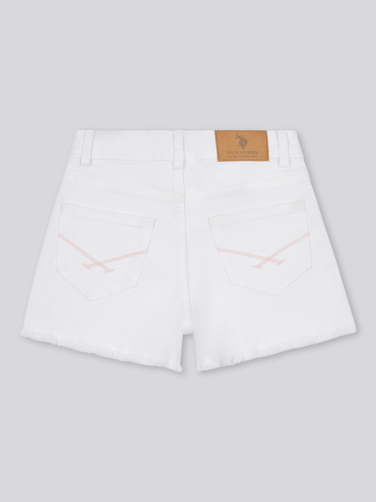 Girls Wash Denim Shorts in Bright White