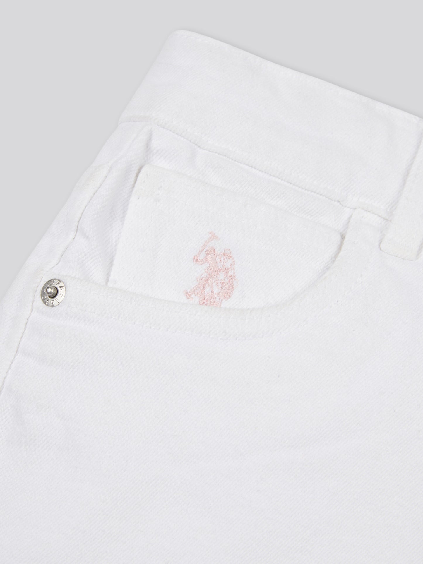 Girls Wash Denim Shorts in Bright White