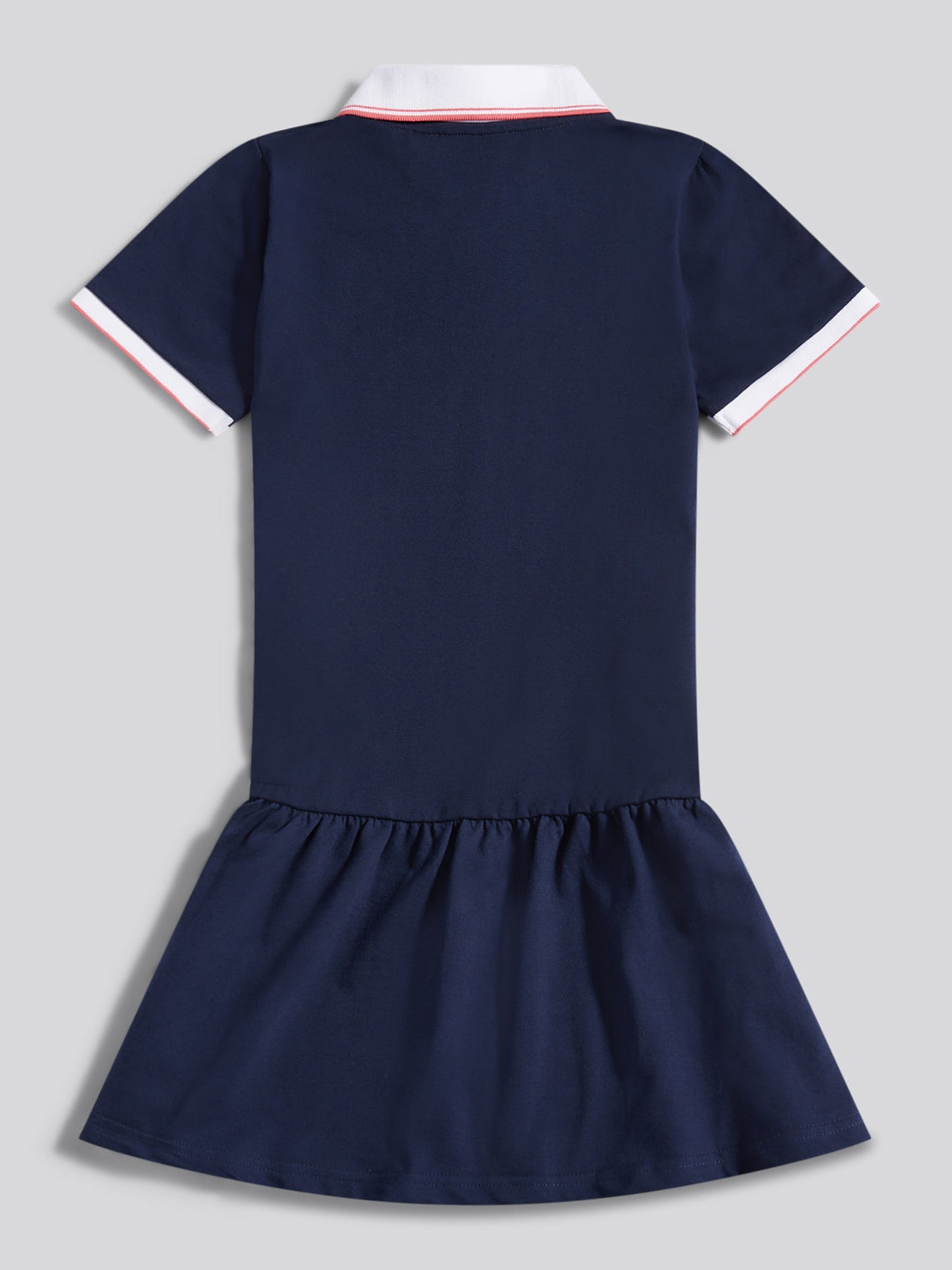 Girls Fril Skirt Polo Dress in Navy Iris