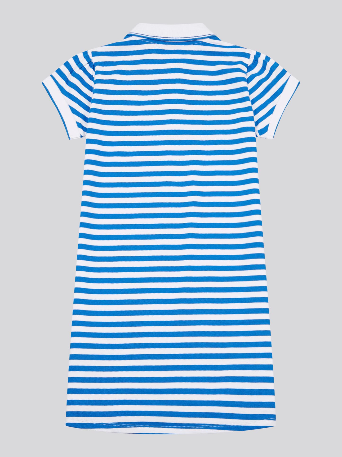 Girls Stripe Polo Dress in Strong Blue