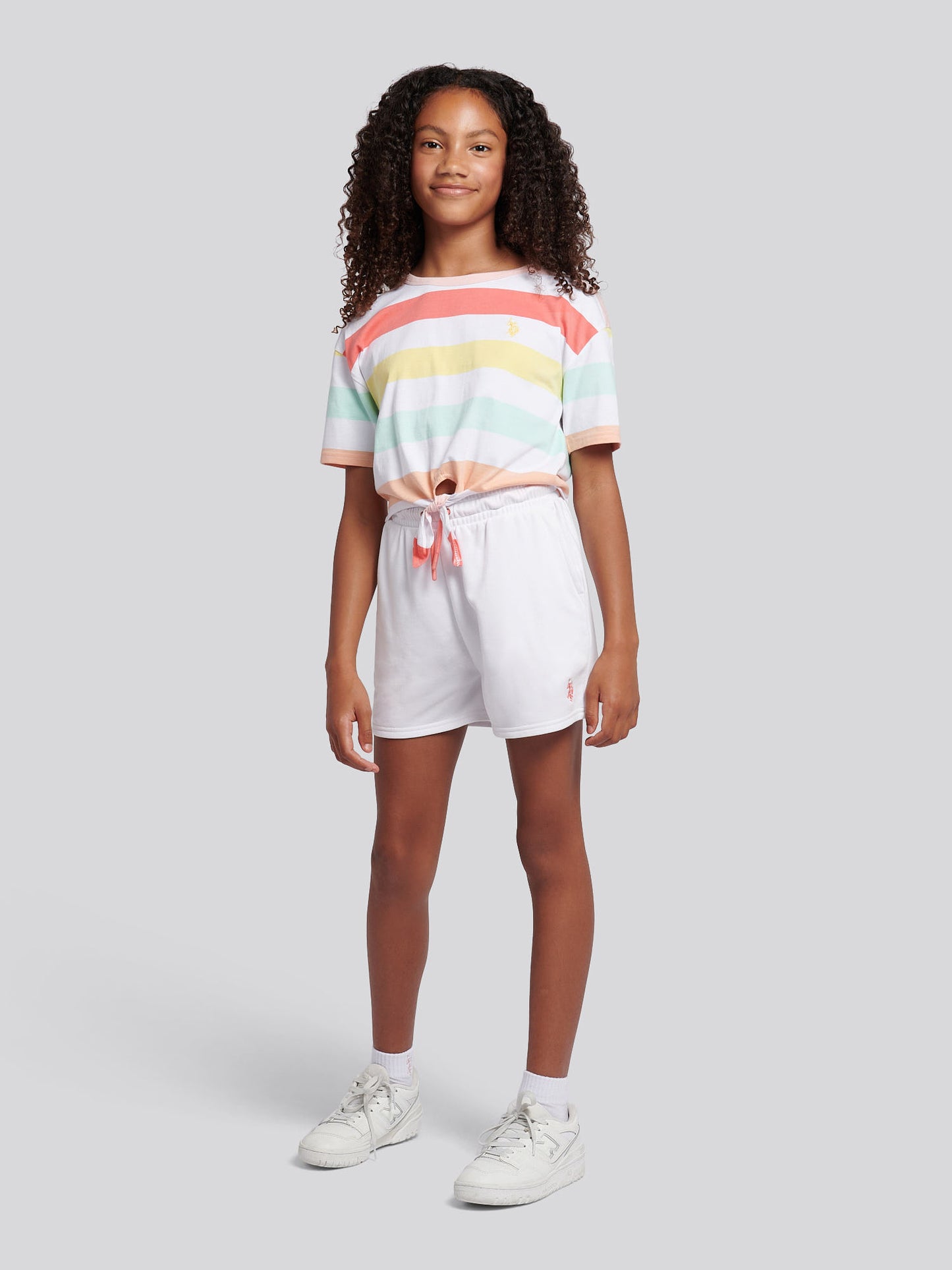 Girls Stripe T-Shirt & Short Set in Bright White