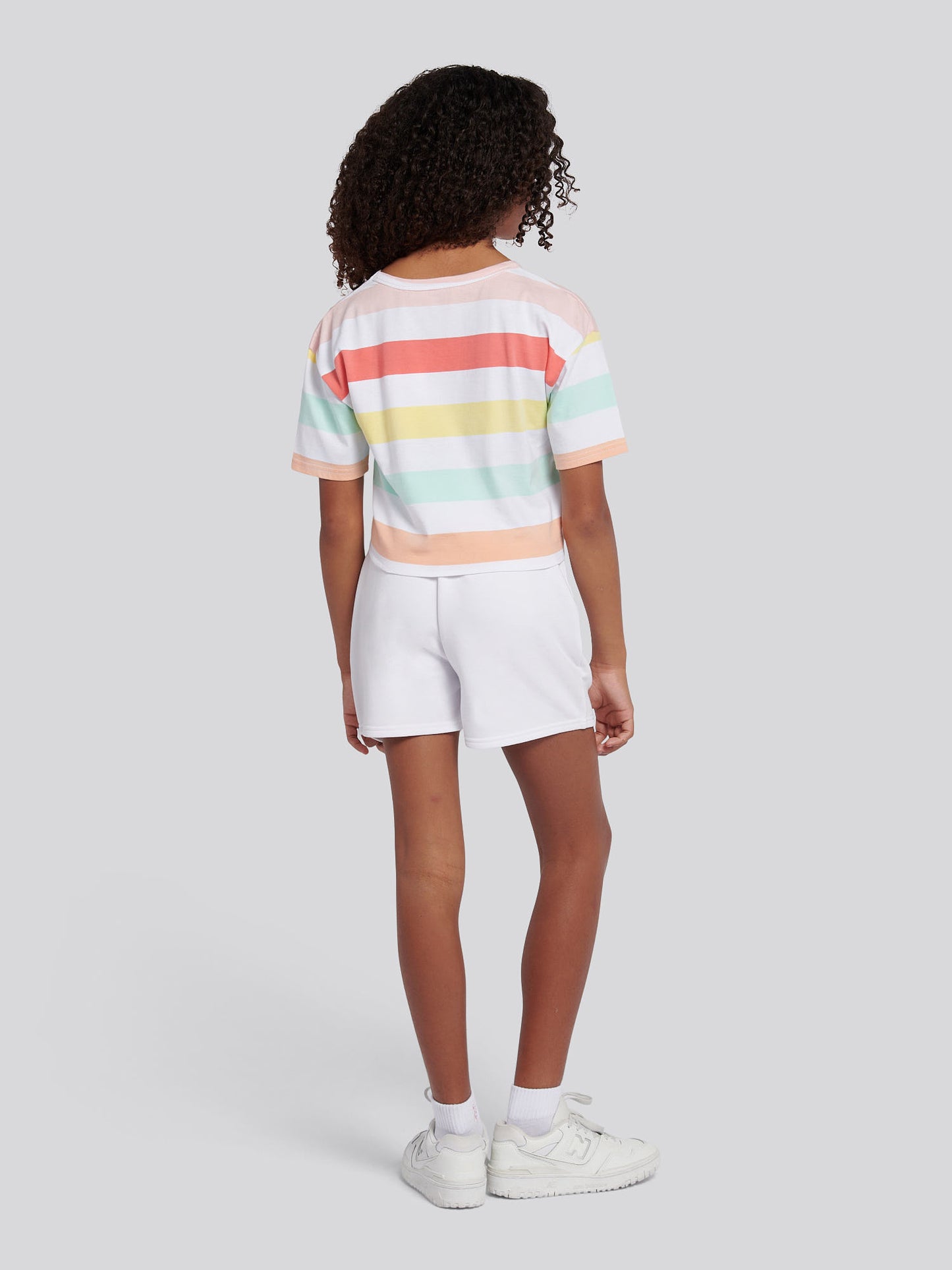 Girls Stripe T-Shirt & Short Set in Bright White