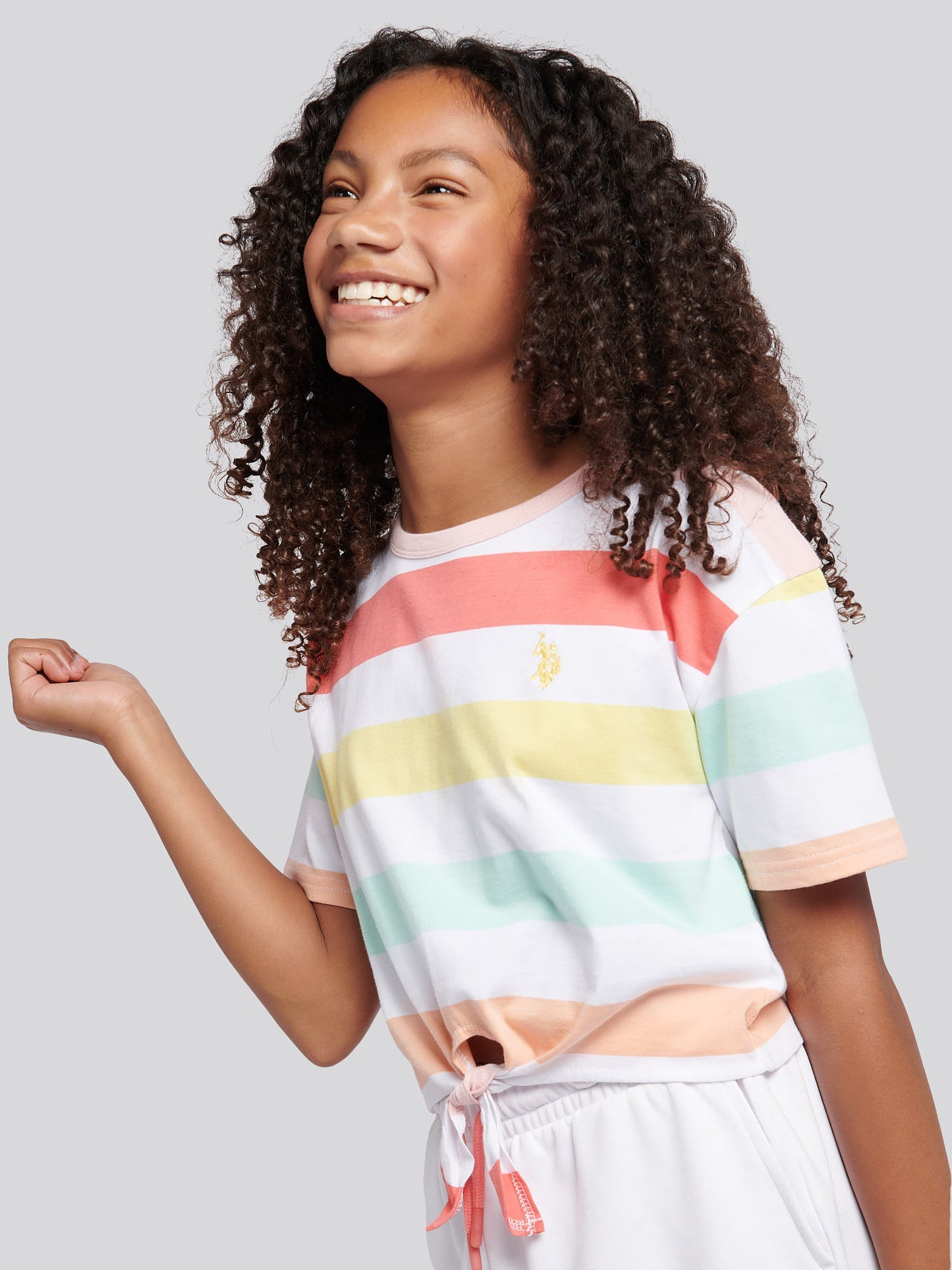 Girls Stripe T-Shirt & Short Set in Bright White