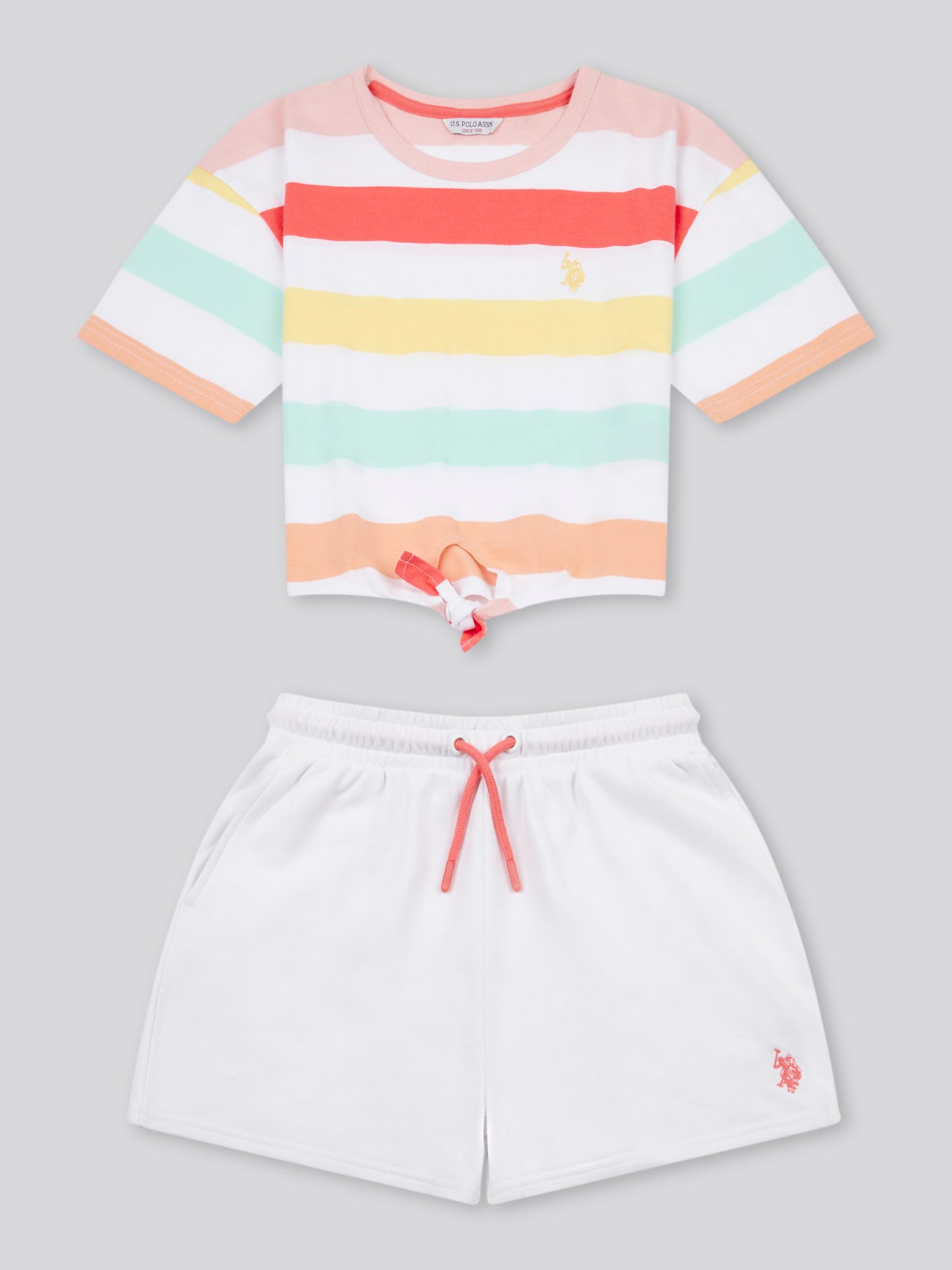 Girls Stripe T-Shirt & Short Set in Bright White