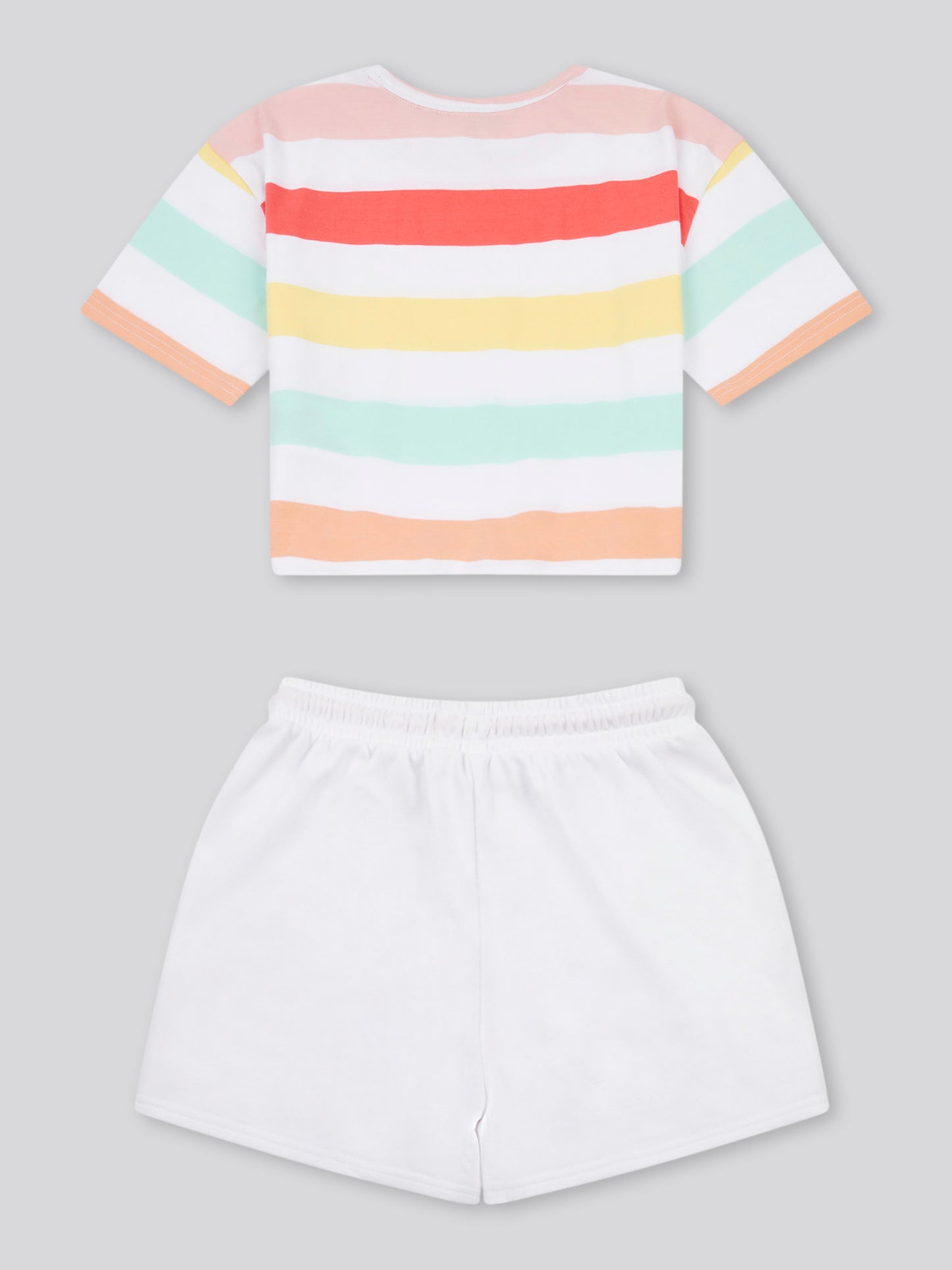 Girls Stripe T-Shirt & Short Set in Bright White