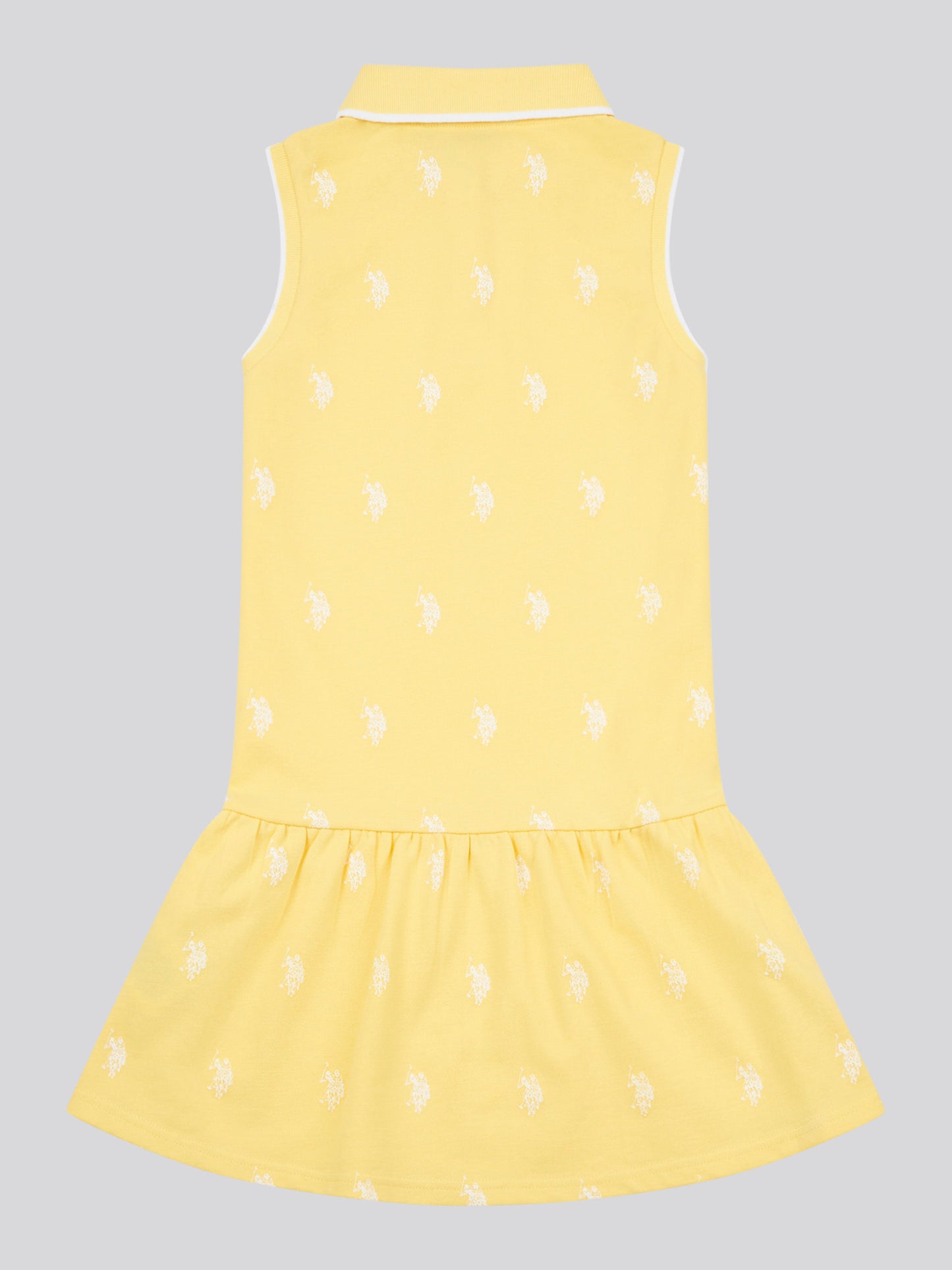 Girls Double Horsemen Print Polo Dress in Sunshine