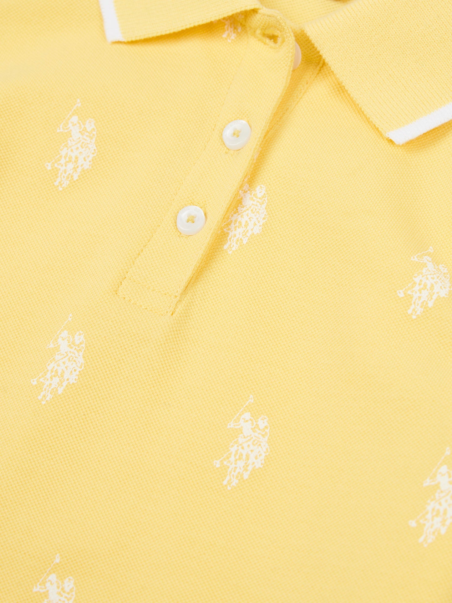 Girls Double Horsemen Print Polo Dress in Sunshine