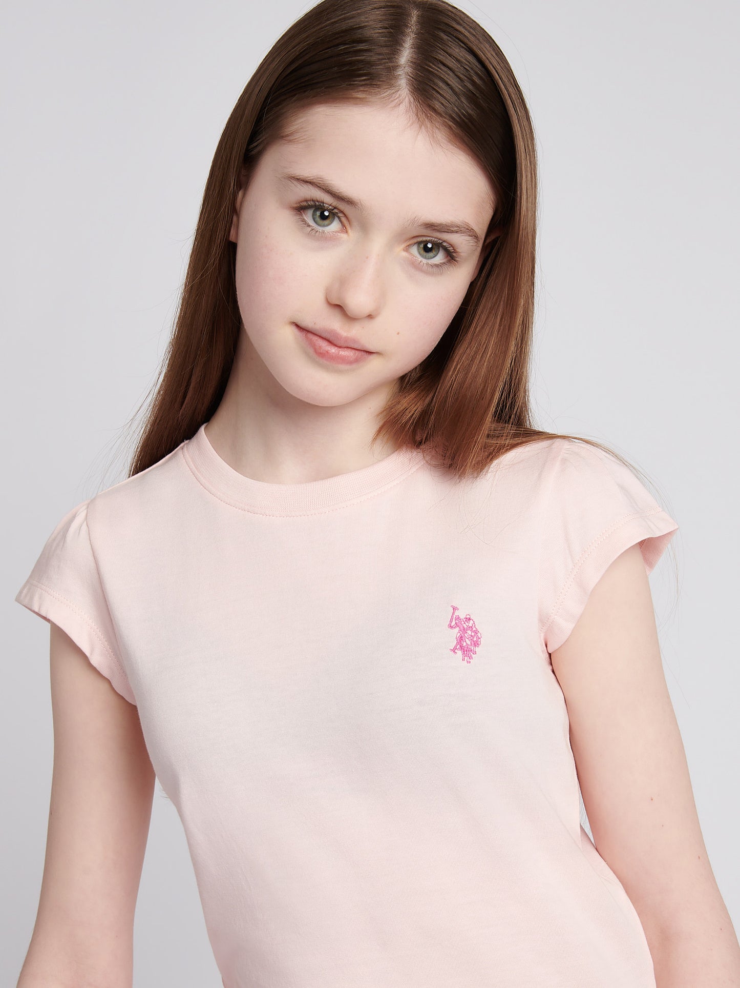 Girls Double Horsemen Mixed 2 Pack Cap Sleeve Tees in Sugar Coral