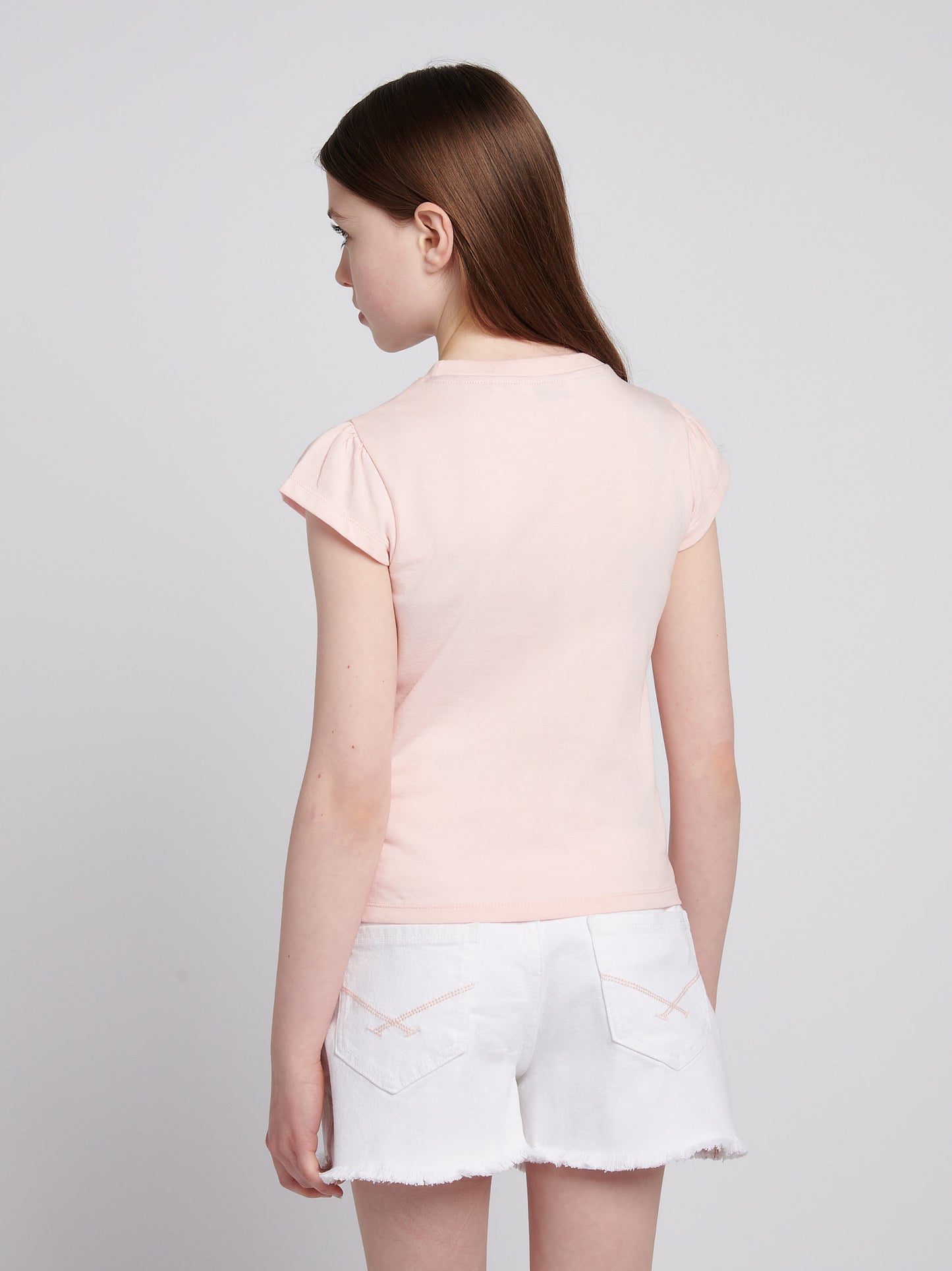Girls Double Horsemen Mixed 2 Pack Cap Sleeve Tees in Sugar Coral