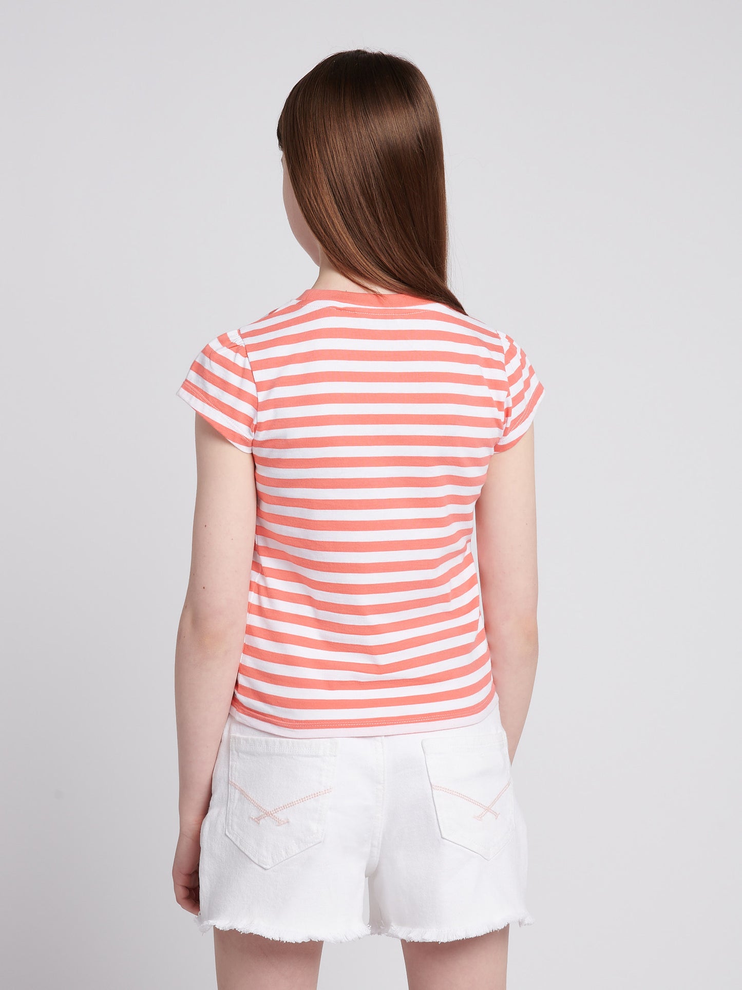 Girls Double Horsemen Mixed 2 Pack Cap Sleeve Tees in Sugar Coral