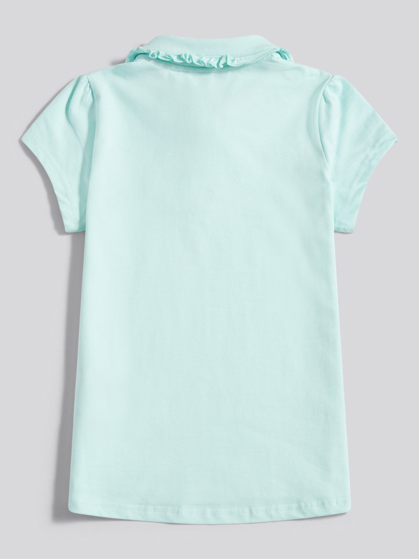 Girls Scallop Collar Polo Shirt in Blue Light