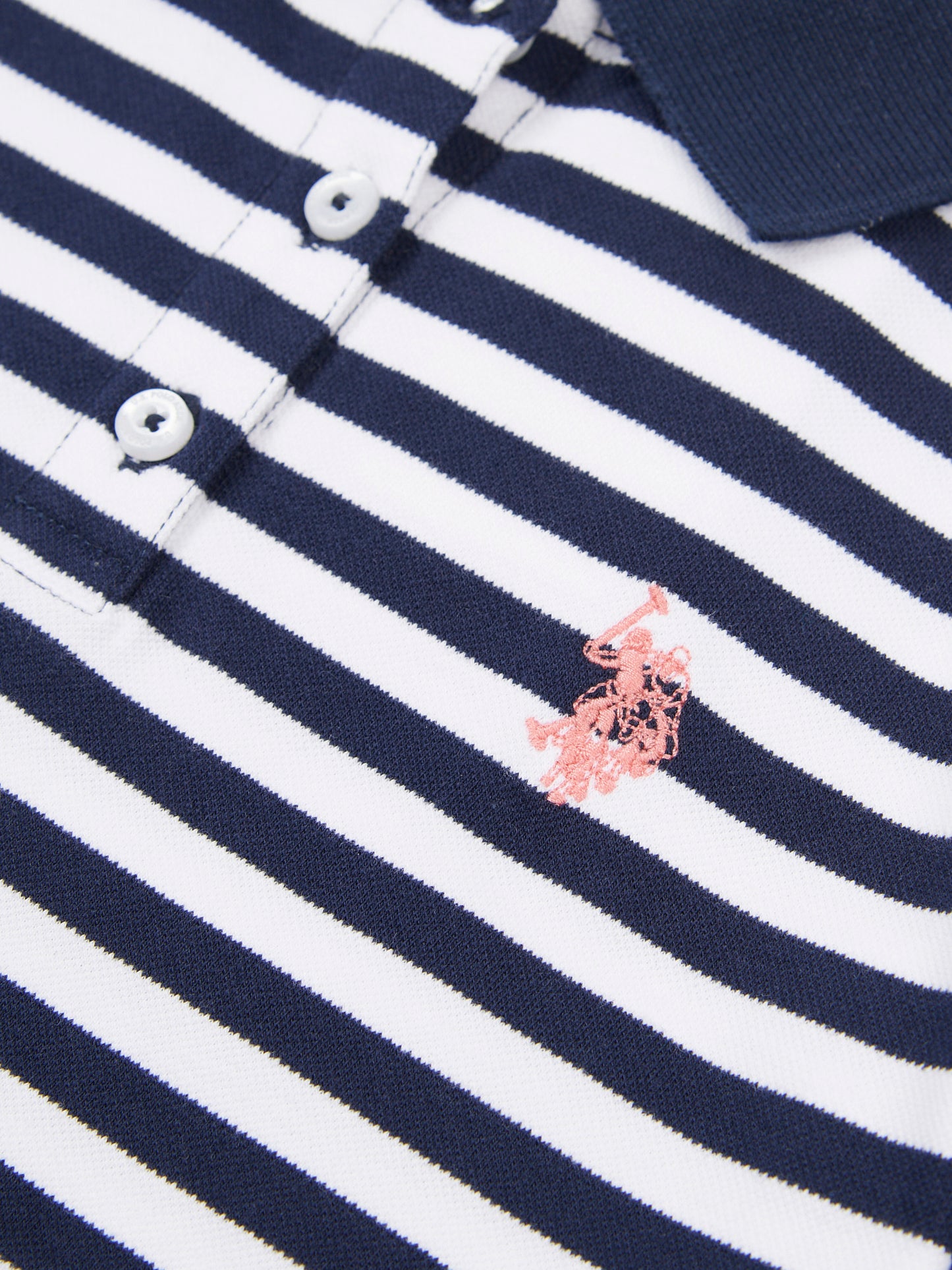 Girls Cap Sleeve Stripe Polo Shirt in Navy Iris