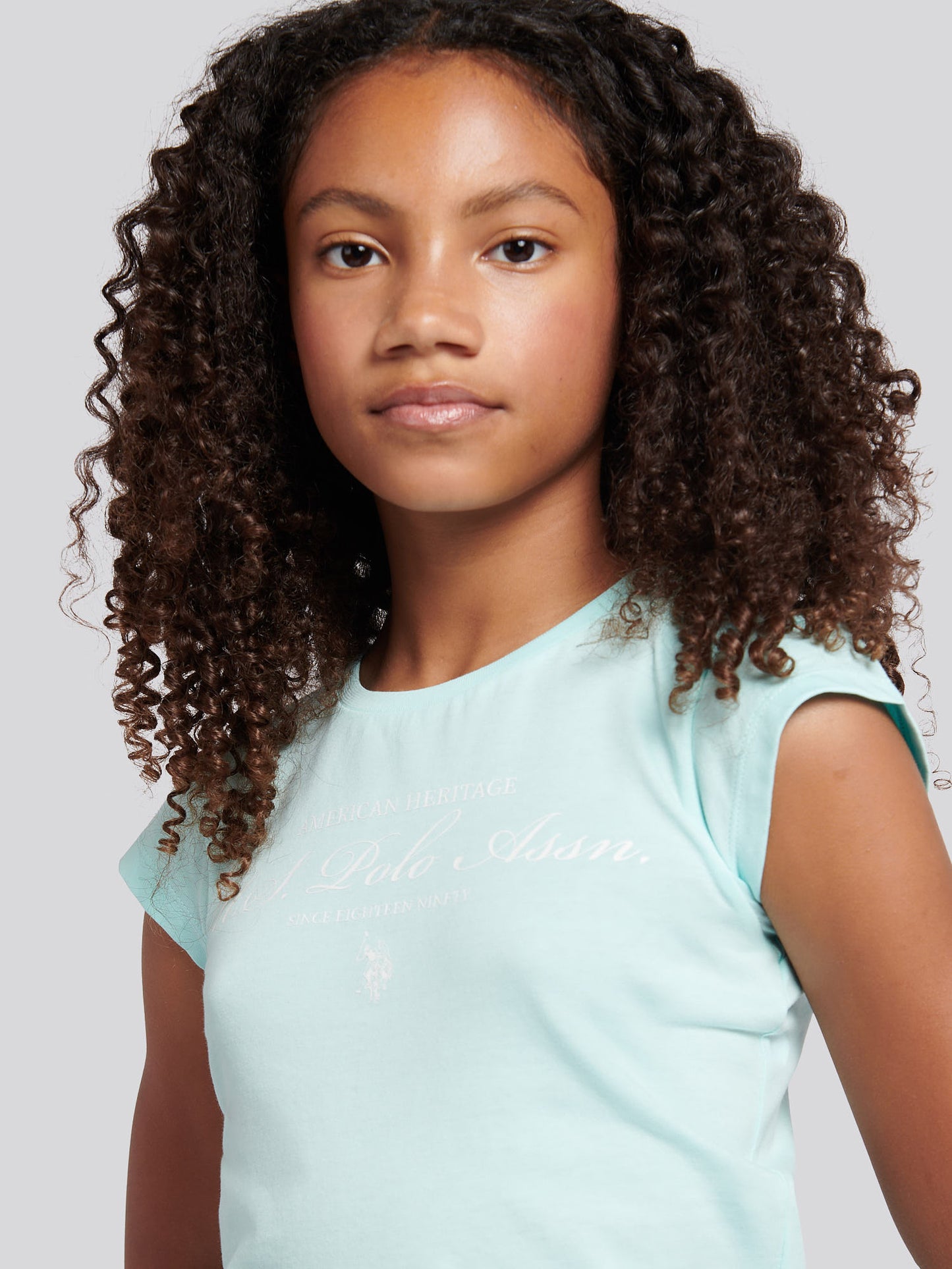 Girls Script Graphic T-Shirt & Sweat Short Set in Blue Light