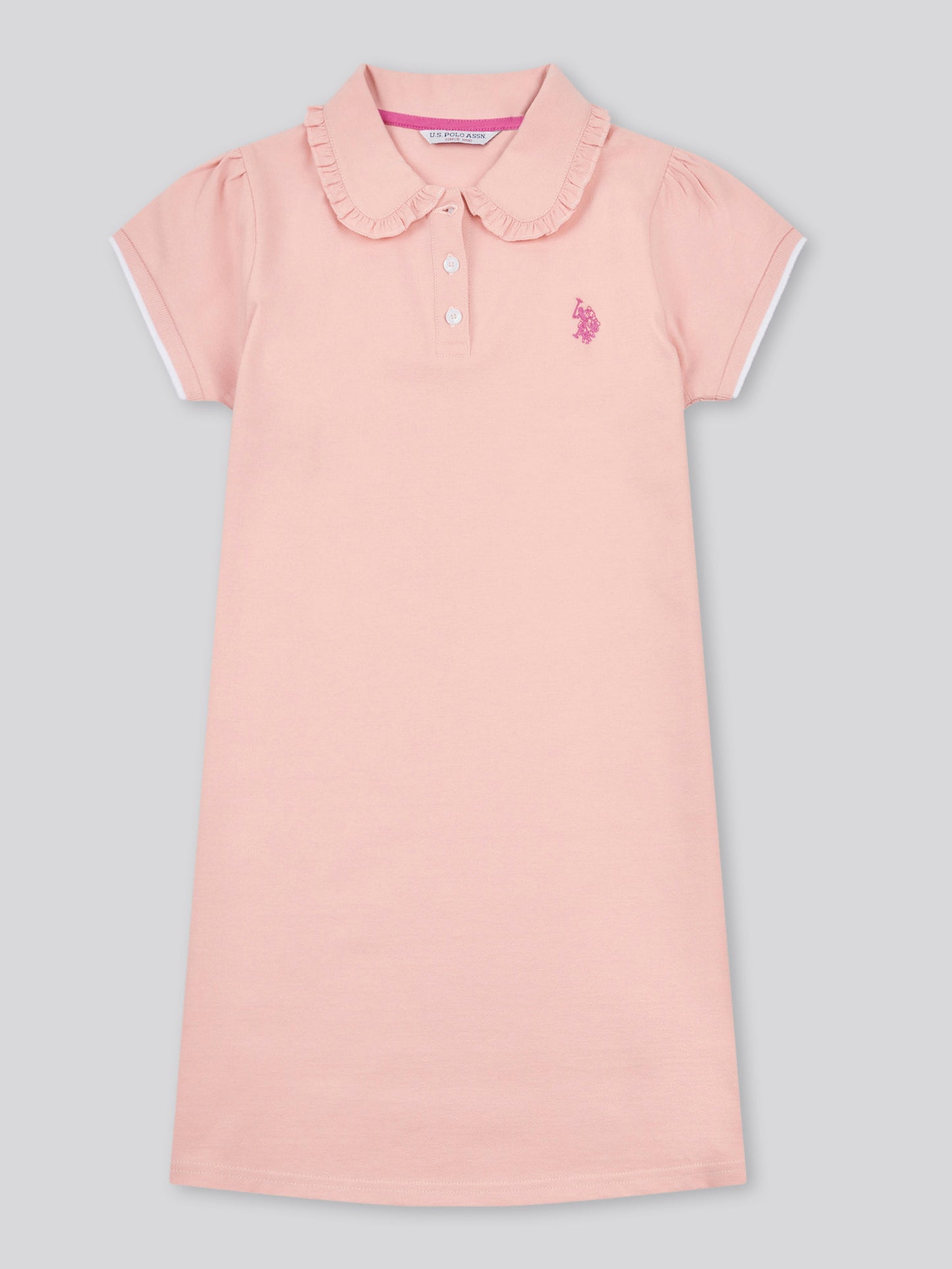 Girls Frill Collar Polo Dress in Crystal Rose