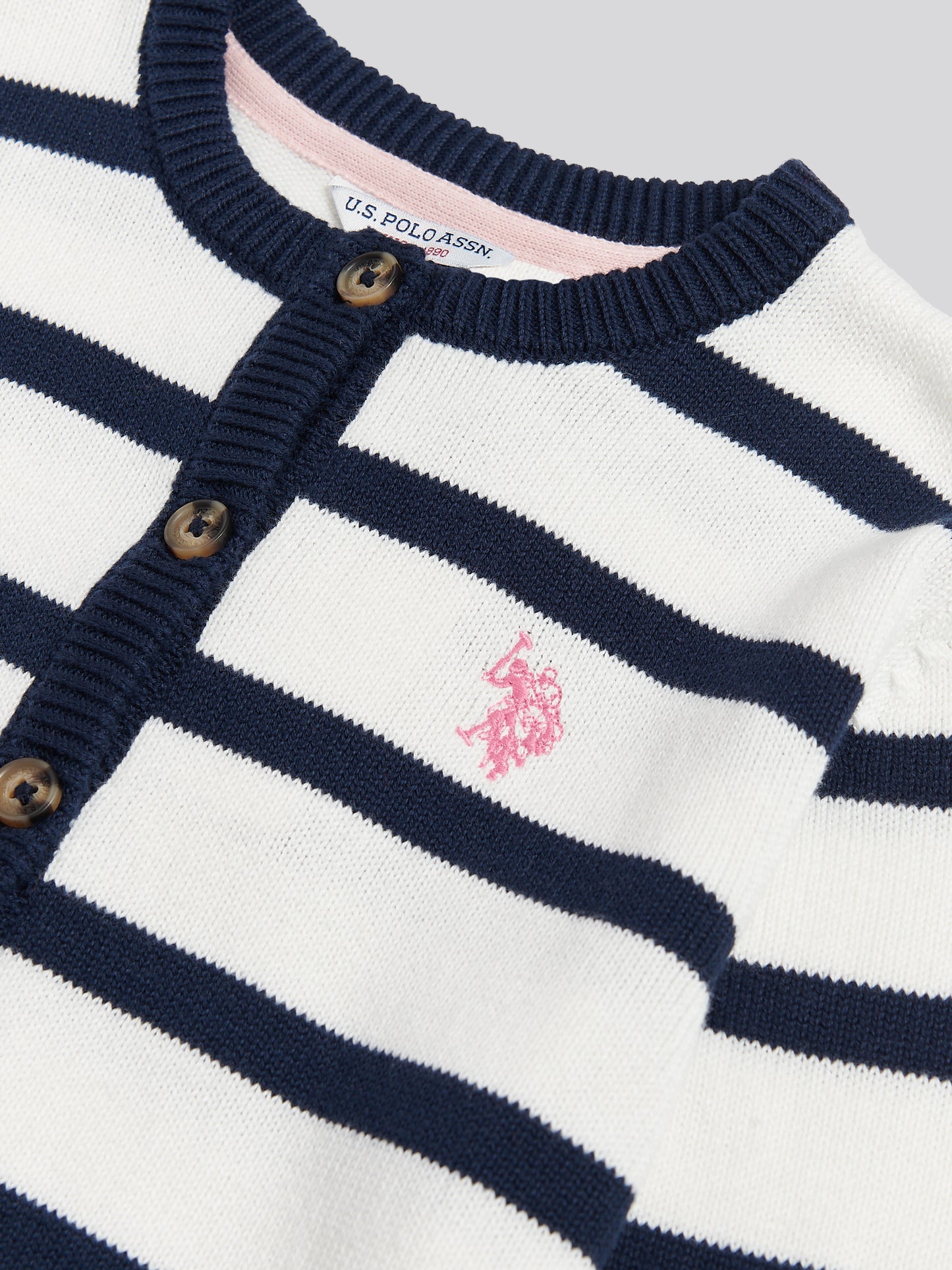 Girls Striped Knit Cardigan Bright White