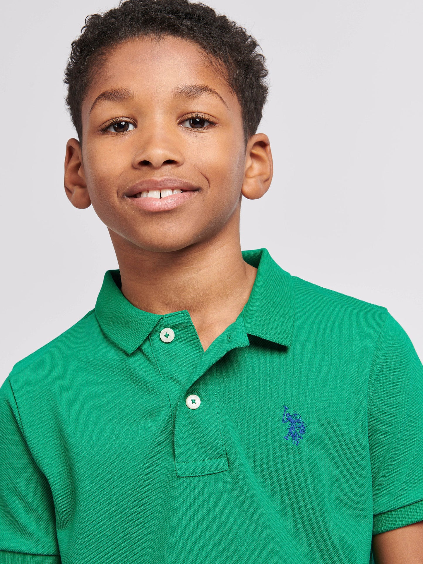 Boys Double Horsemen Polo Shirt in Lush Meadow