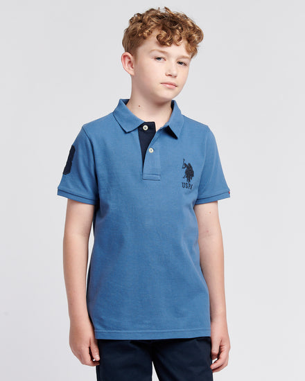 Boys Player 3 Polo Shirt in Blue Horizon