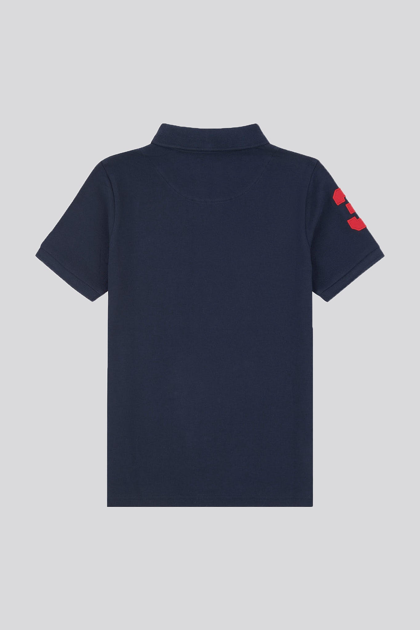 Boys Player 3 Polo Shirt in Dark Sapphire Navy / Haute Red DHM
