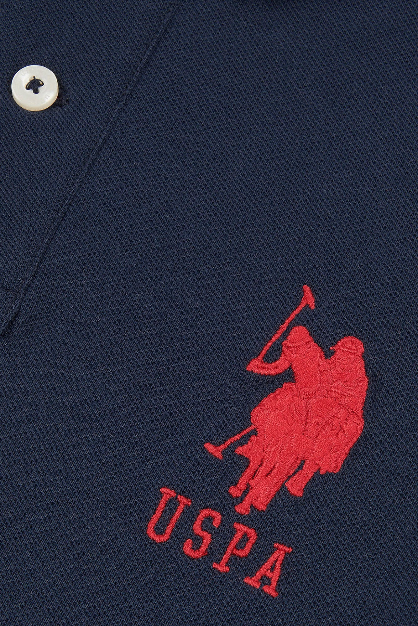 Boys Player 3 Polo Shirt in Dark Sapphire Navy / Haute Red DHM