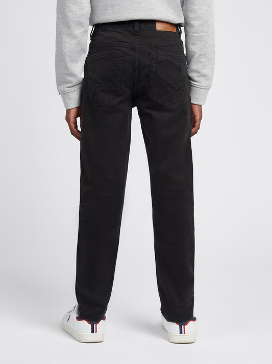 Boys Core 5 Pocket Trouser in Black Bright White DHM