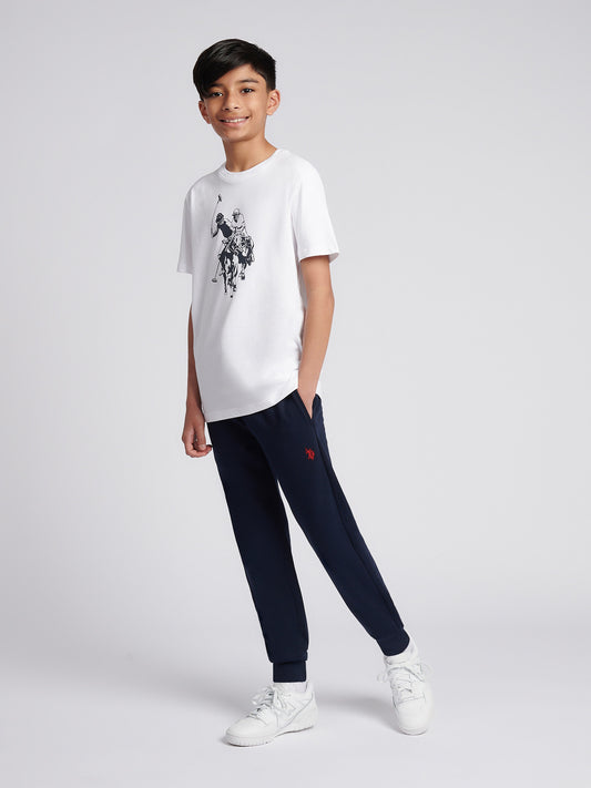 Boys Double Horsemen Jogger in Dark Sapphire Navy / Haute Red DHM