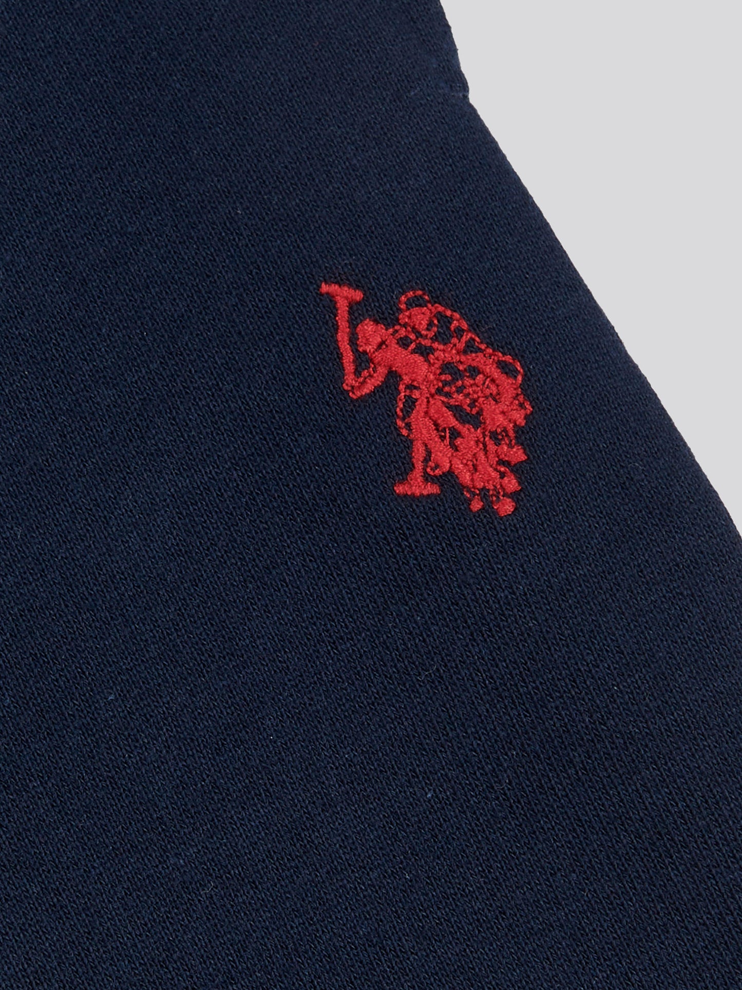 Boys Double Horsemen Sweat Short in Dark Sapphire Navy / Haute Red DHM