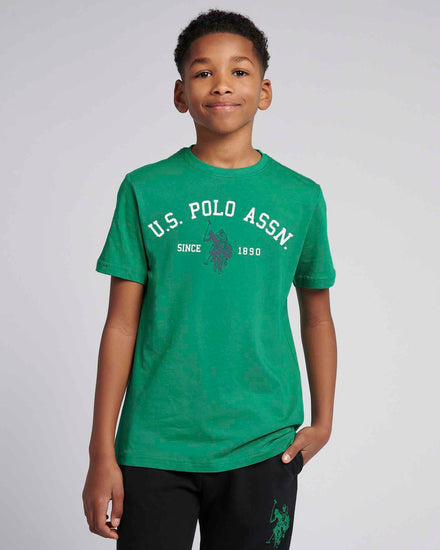 Boys Signature Arch Print T-Shirt in Lush Meadow