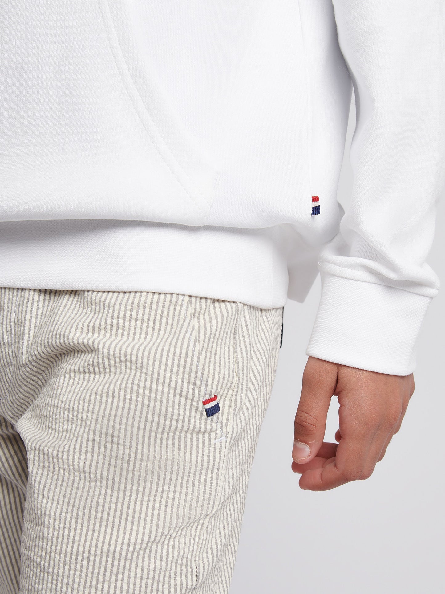 Boys Premium Print Interlock Hoodie in Bright White