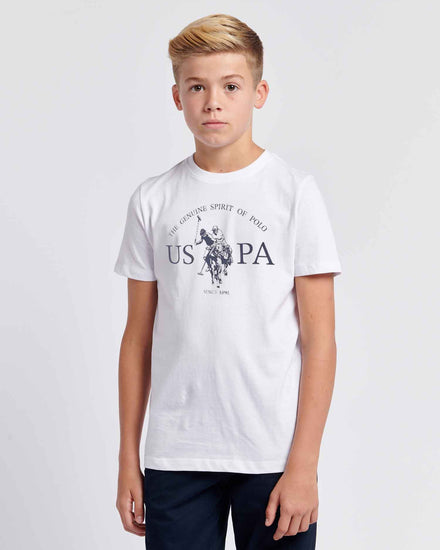 Boys USPA Print Graphic T-Shirt in Bright White