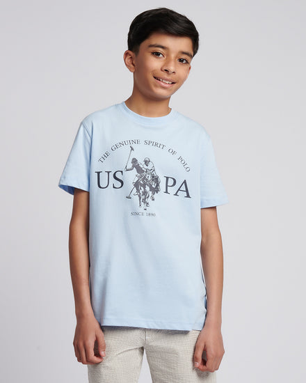 Boys USPA Print Graphic T-Shirt in Chambray Blue