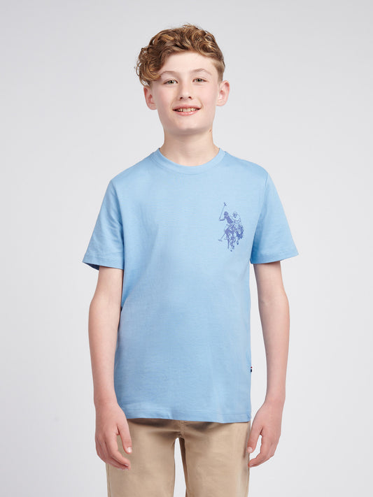 Boys Large Double Horsemen Graphic T-Shirt in Blue Horizon