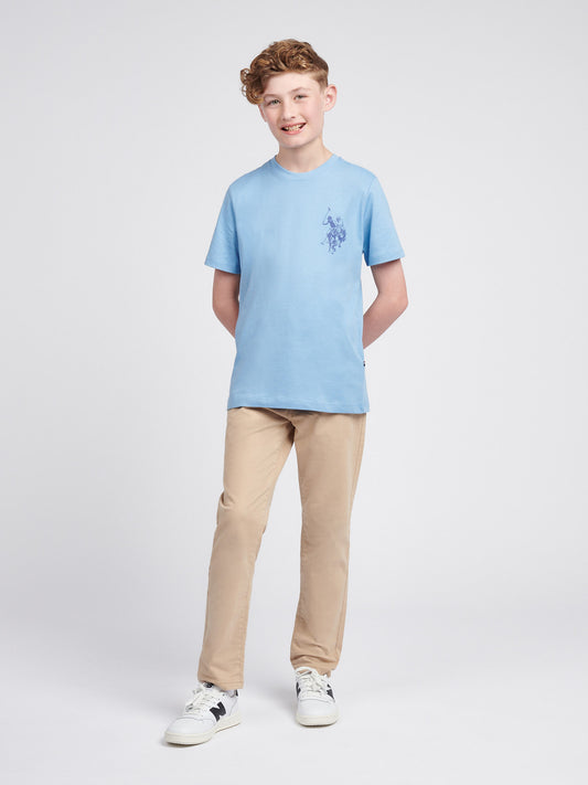 Boys Large Double Horsemen Graphic T-Shirt in Blue Horizon