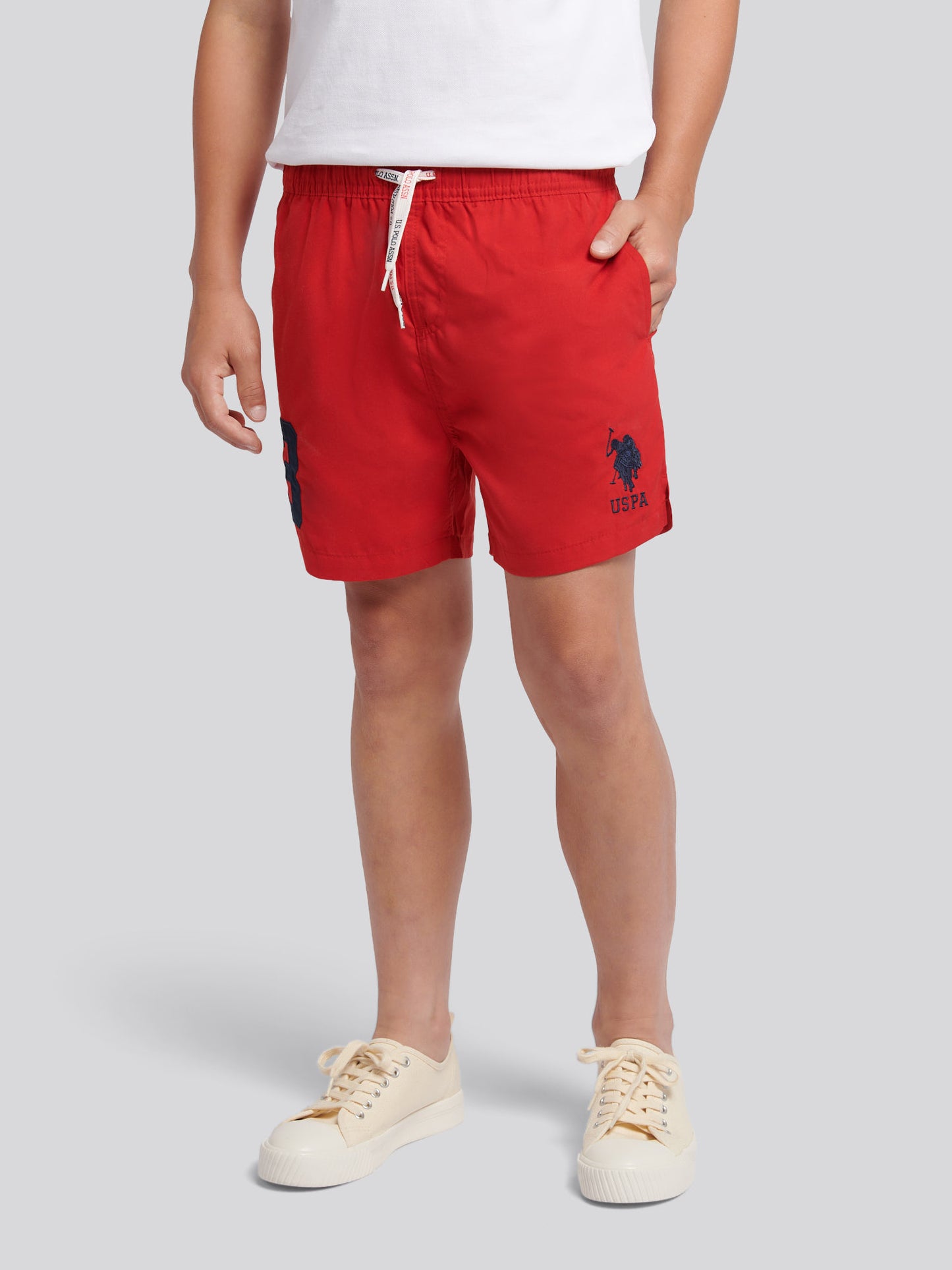 Boys Player 3 Swim Short in Haute Red