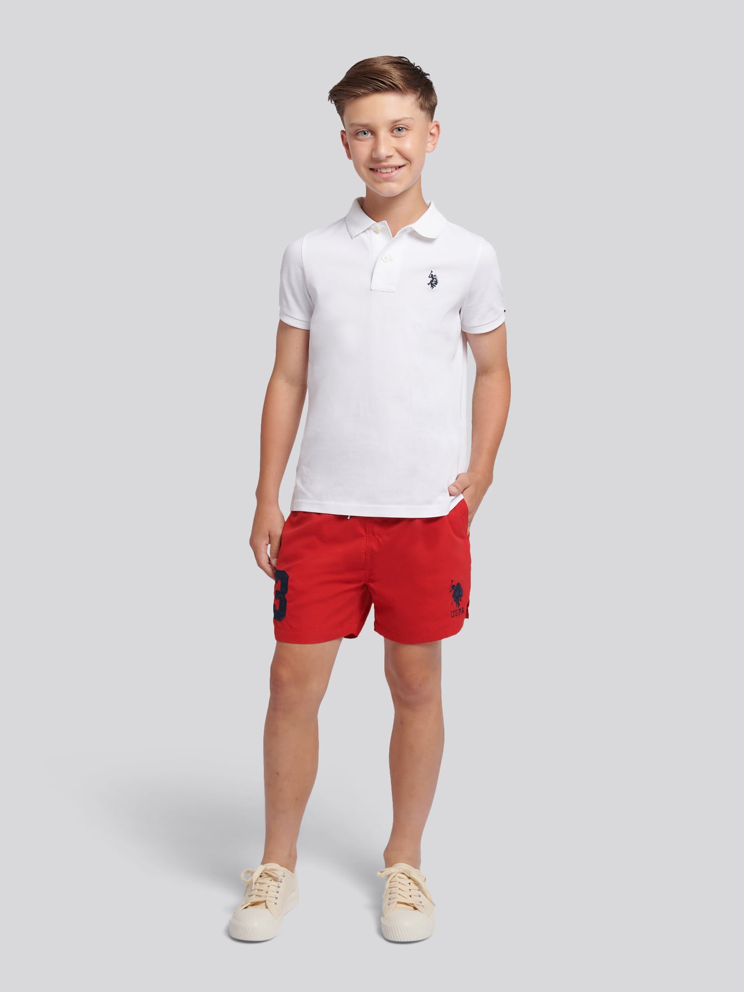 Boys Player 3 Swim Short in Haute Red
