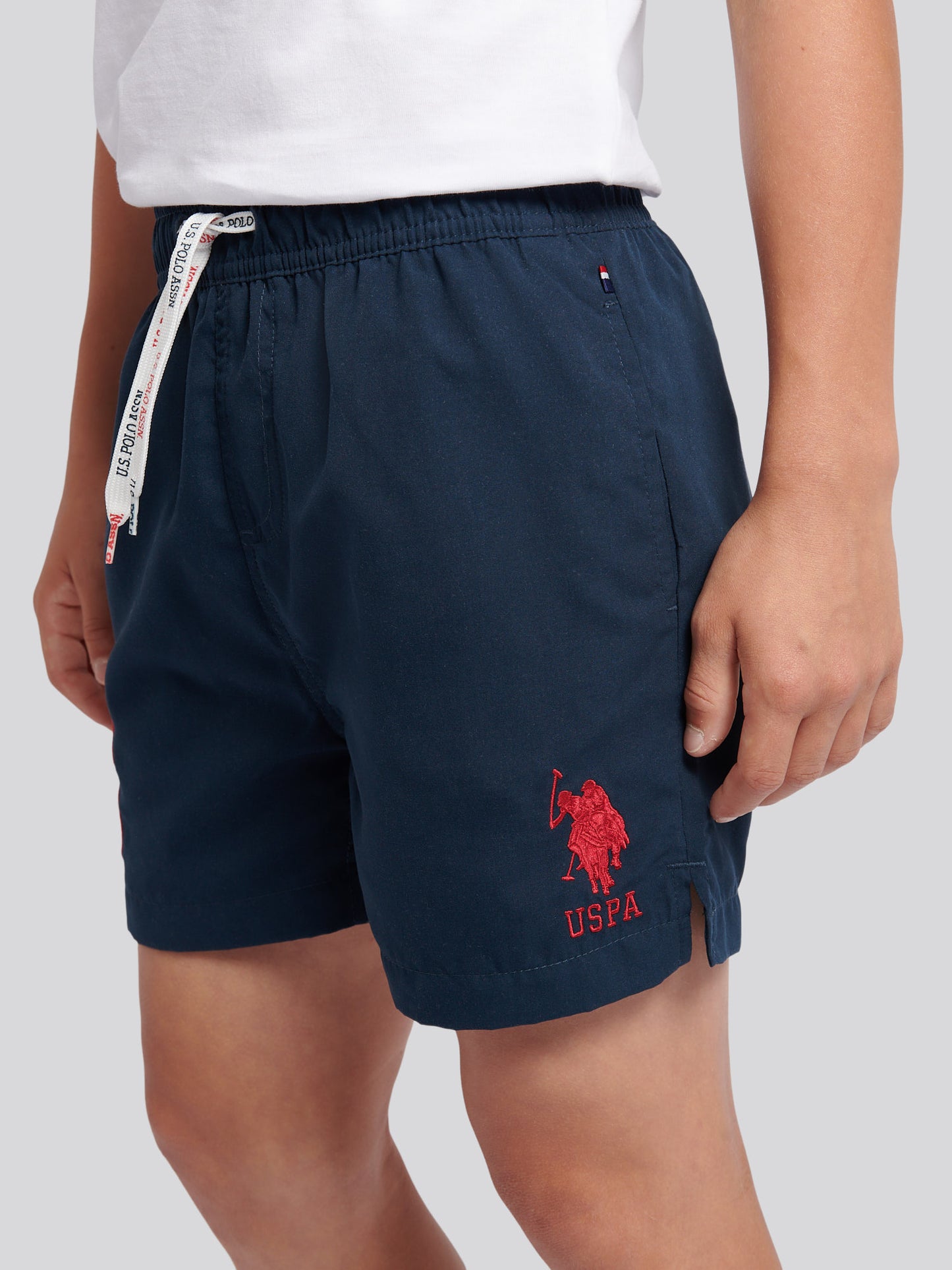 Boys Player 3 Swim Short in Dark Sapphire Navy / Haute Red DHM